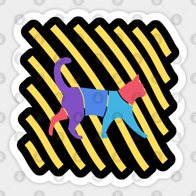 Geometric Cat Colorful Abstract Design Sticker by Natural01Art